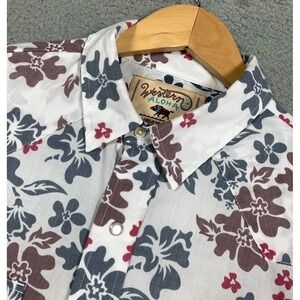 Western Aloha Hawaiian Shirt Men's XL Multicolor Floral Short Sleeve Pearl Snap
